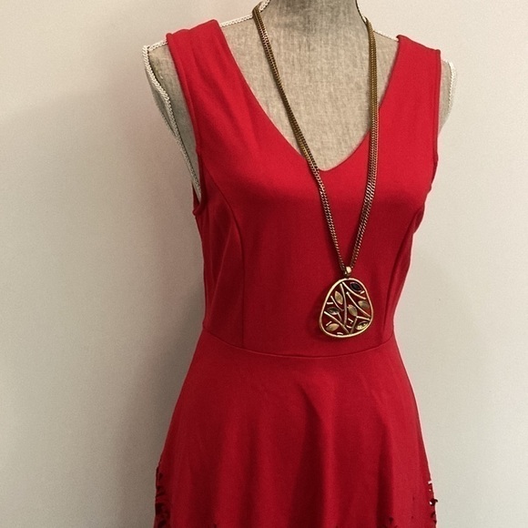 Black SWAN Red Fit an Eyelet Flare Sleeveless Dress Medium - Picture 5 of 11